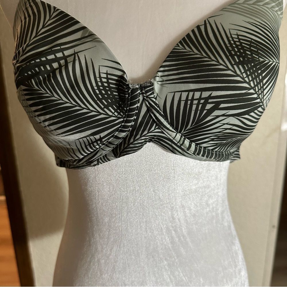 Kindly Yours T-Shirt Bra Women 40C Green Palm Leaf Underwire Convertible Straps - Picture 5 of 9